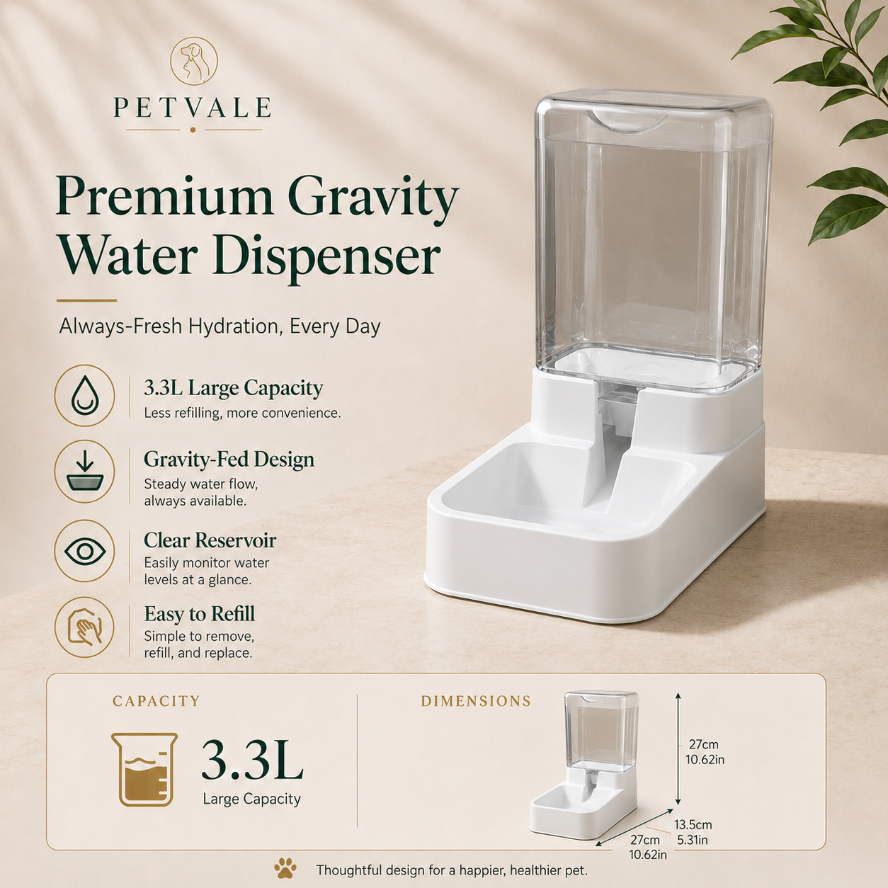 PETVALE Premium Gravity Feeder & Water Dispenser